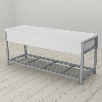 Банкетка з ящиком Ferrum-decor Дрейк 1 550x1000x400 метал Сірий ДСП Біле 16 мм (FRD-103059), Білий