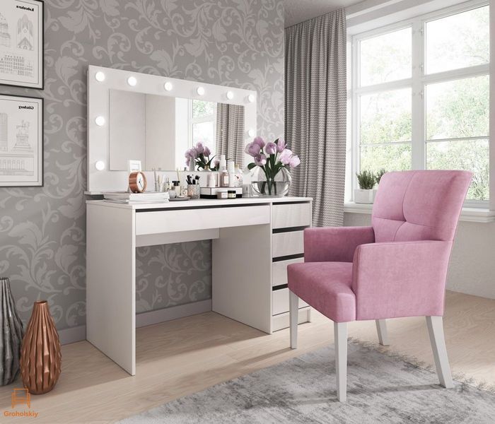 Стіл туалетний письмовий Perfect Home Ада / Ada 5S/120 з 5 шухядами Білий глянець (PFH-091306)