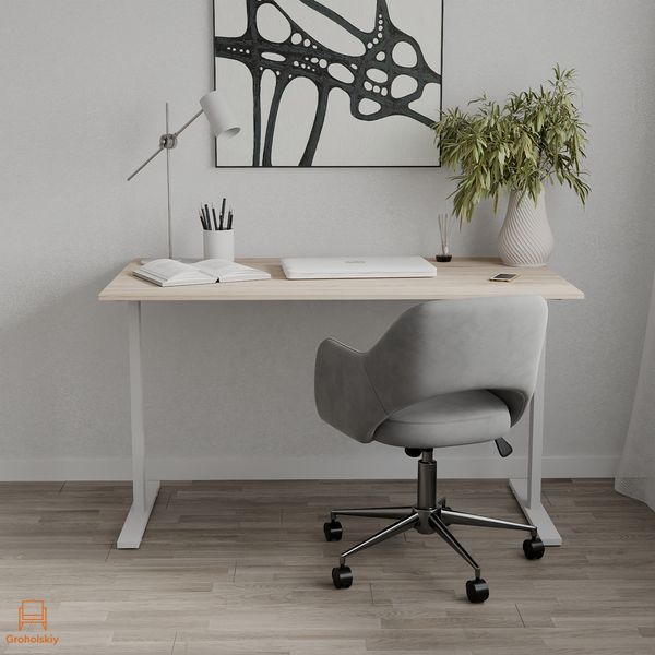Стол письменный Space Ferrum-decor 750x1400x700 Белый металл ДСП Дуб Сан-Марино 16 мм (FRD-108002)