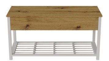 Банкетка з ящиком Ferrum-decor Дрейк 2 550x1200x400 метал Білий ДСП Дуб Артизан 16 мм (FRD-103078), Дуб артизан