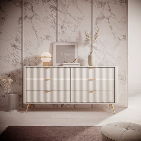 Комод Perfect Home Ланте/Lante с 6 ящиками и золотыми ножками 6S/163 Беж (PFH-091105)