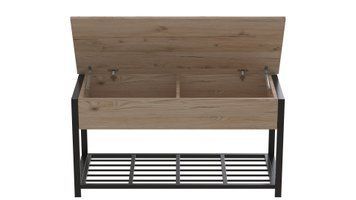 Банкетка з ящиком Ferrum-decor Дрейк 2 550x1200x400 метал Чорний ДСП Дуб Сан-Марино 16 мм (FRD-103067), Дуб Сан-Марино