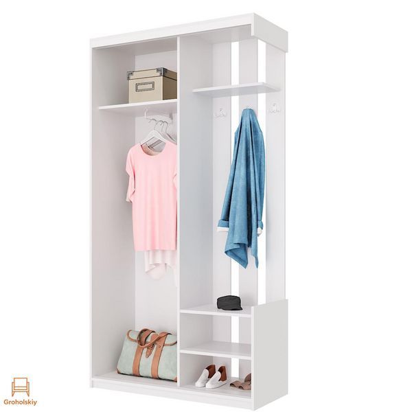 Прихожая с зеркалом Doros City One Door 110х45х210 см Белый (DRS-011404)