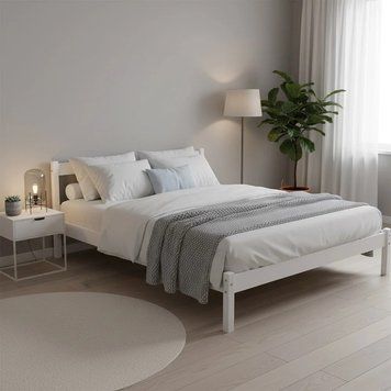 Двуспальная деревянная кровать Mebigrand MG01 Белый 160х200 см