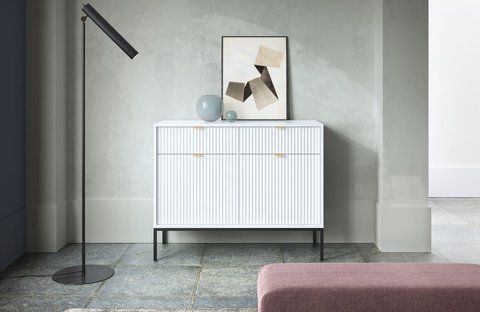Комод Perfect Home Новая/Nova 2-дверный с 2 ящиками и черными ножками KSZ104 Белый (PFH-091216)