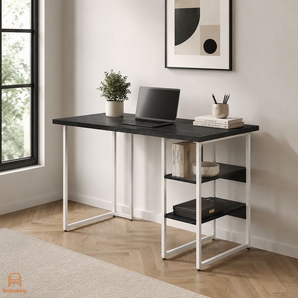 Стіл письмовий Кевін Ferrum-decor 75x120x70 Білий метал ДСП Каштан Арвадонна 32 мм (FRD-108109)