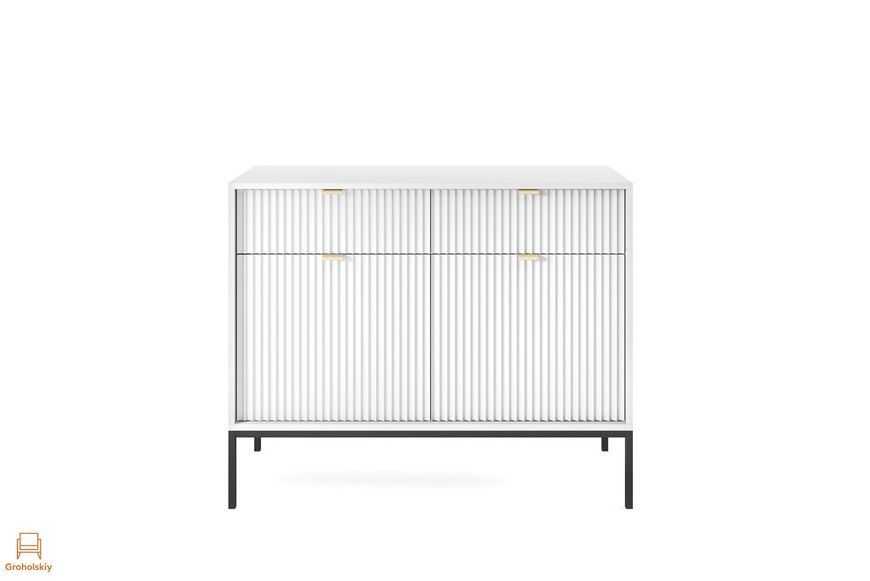 Комод Perfect Home Новая/Nova 2-дверный с 2 ящиками и черными ножками KSZ104 Белый (PFH-091216)