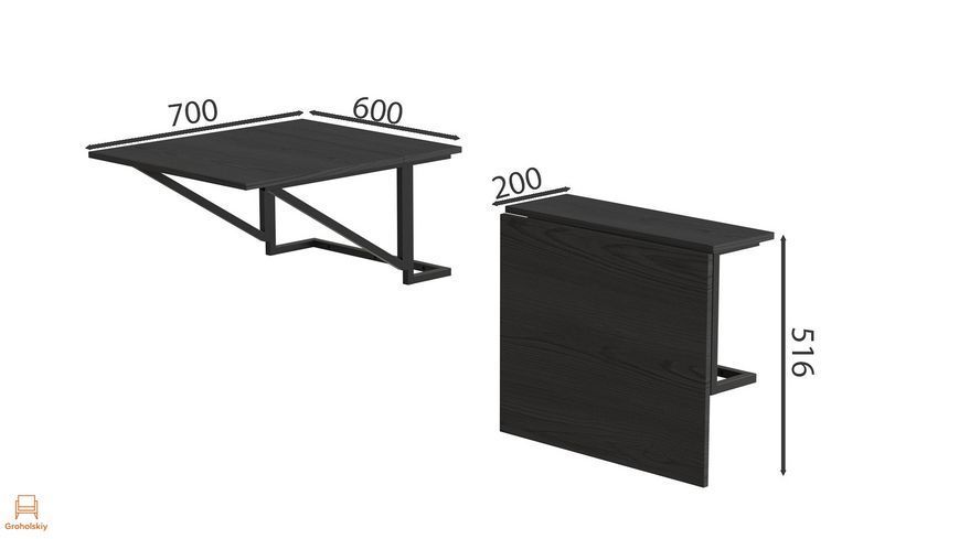 Стол раскладной Ferrum‑decor Александр 3 черный металл сосна кембра
