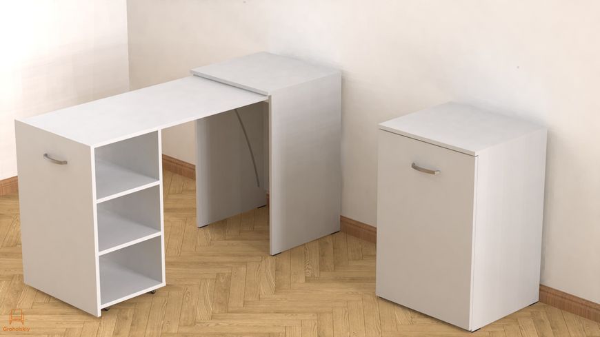 Стол-тумба трансформер Смарт 1/2 Ferrum-decor 750x1450x600 ДСП Белое 16 мм (FRD-105074)