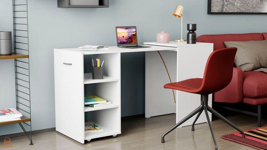 Стол-тумба трансформер Смарт 1/2 Ferrum-decor 750x1450x600 ДСП Белое 16 мм (FRD-105074)