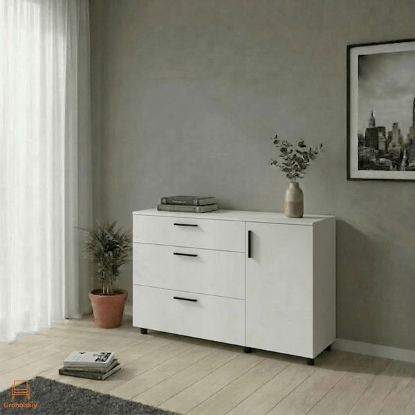 Комод Doros Торн Білий 3Ш/1Д 135х51.6х80