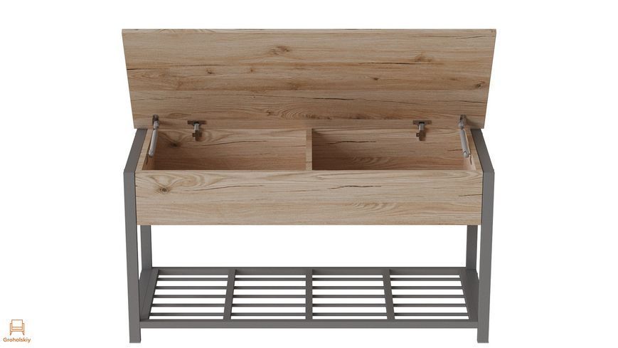 Банкетка с ящиком Ferrum-decor Дрейк 2 550x1200x400 металл Серый ДСП Дуб Сан-Марино 16 мм (FRD-103081)